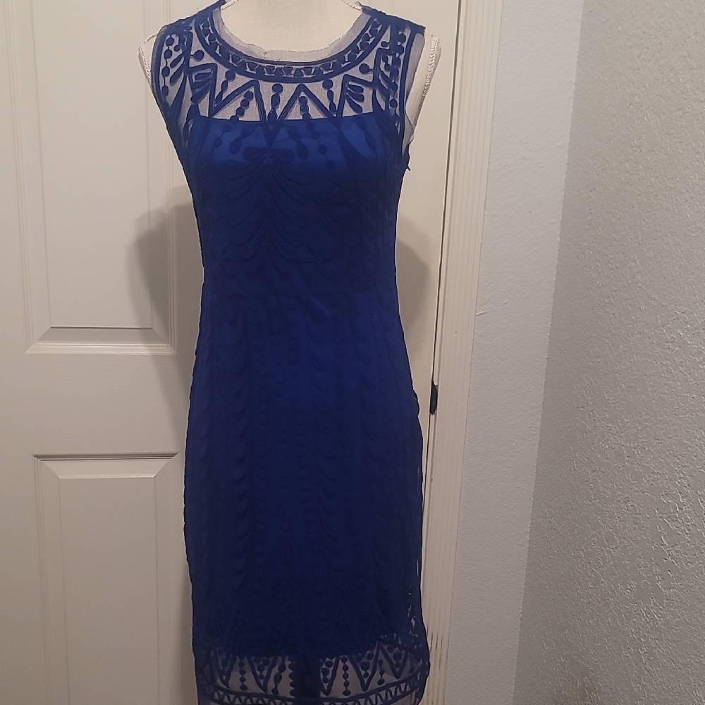 Catherine Malandrino Royal Blue Lace Midi Dress